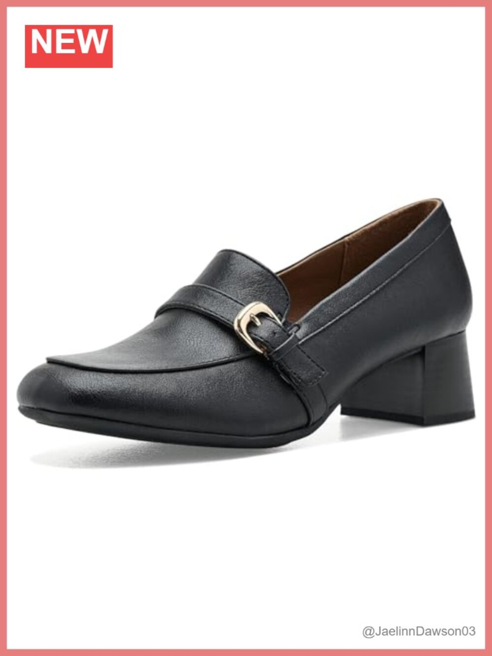Women's Faux Leather Block Heel Loafer Pumps Slip-On